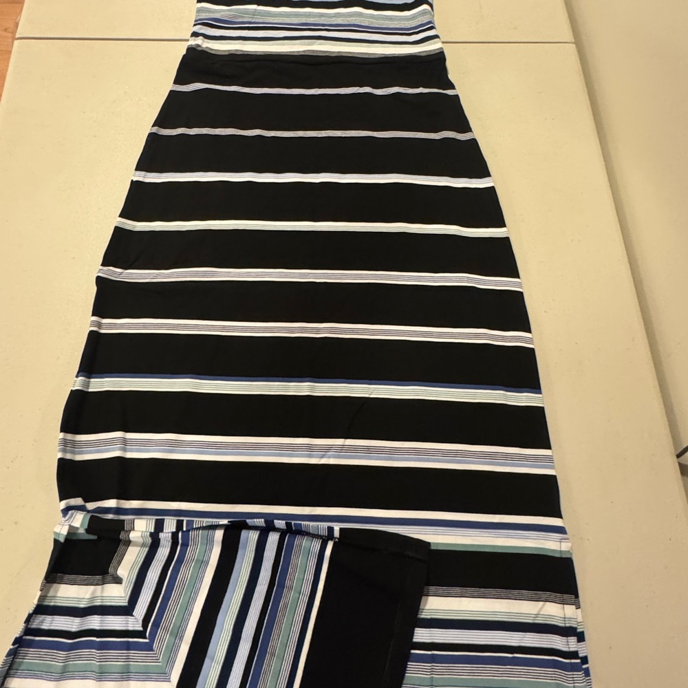 White House Black Market Black and Blue Striped Maxi Skirt